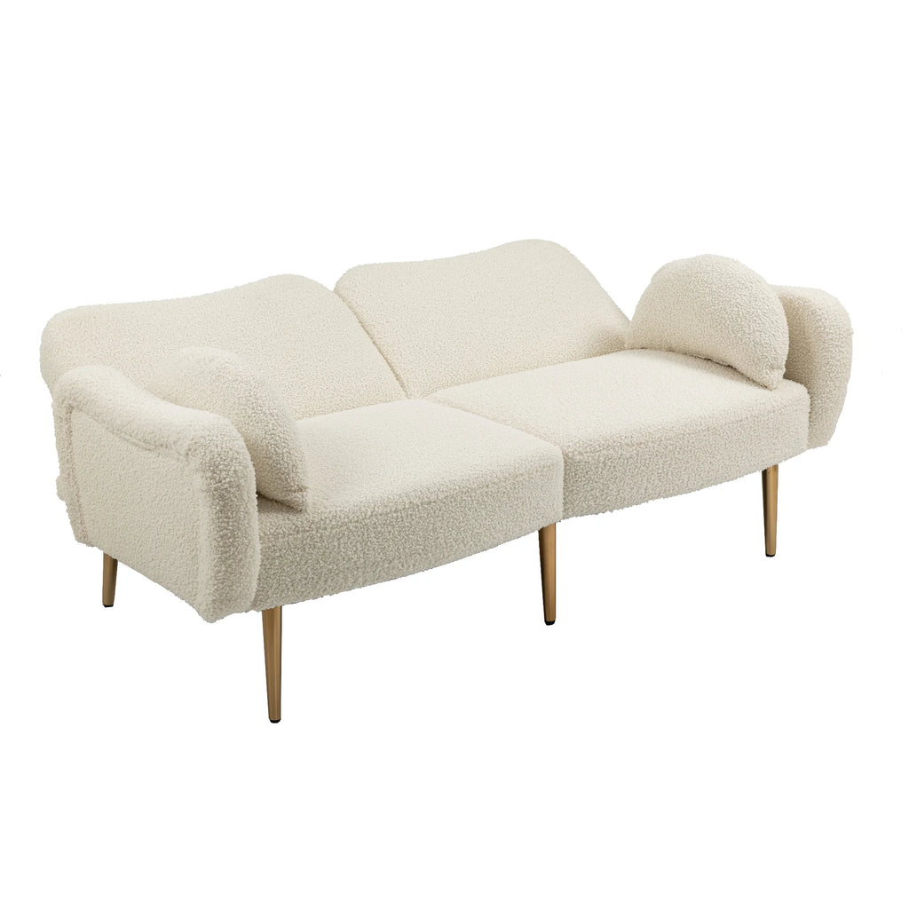 Velvet Love Seats Sofa with 2 Bolster Pillows J778706