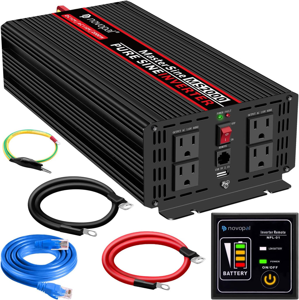 2000 Watt 12V DC to 110V AC Power Inverter with 4 AC Outlets P57042