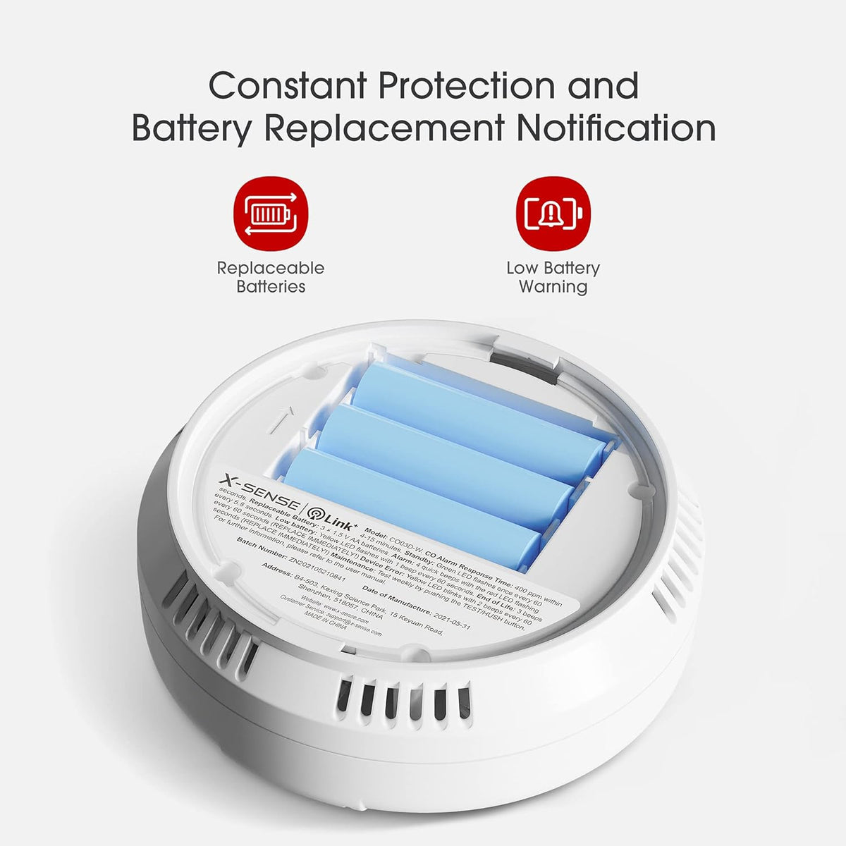 Wireless Interconnected Carbon Monoxide Detector, Pack of 2 H801