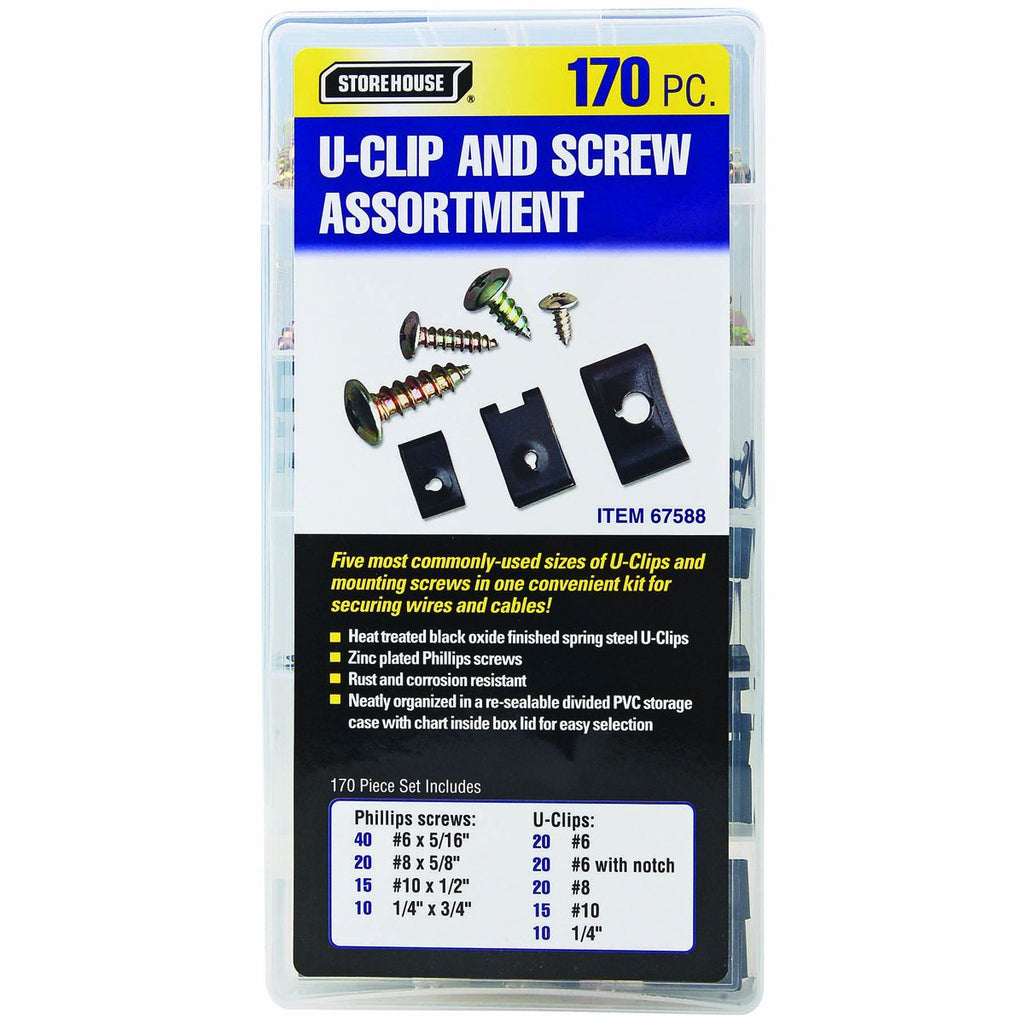 U-Clip and Screw Assortment, 170 Piece O828437
