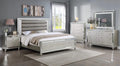 6pc Queen Size Upholstery LED Bed Dresser Mirror Nightstand Chest Wooden Bedroom Furniture Set P55881