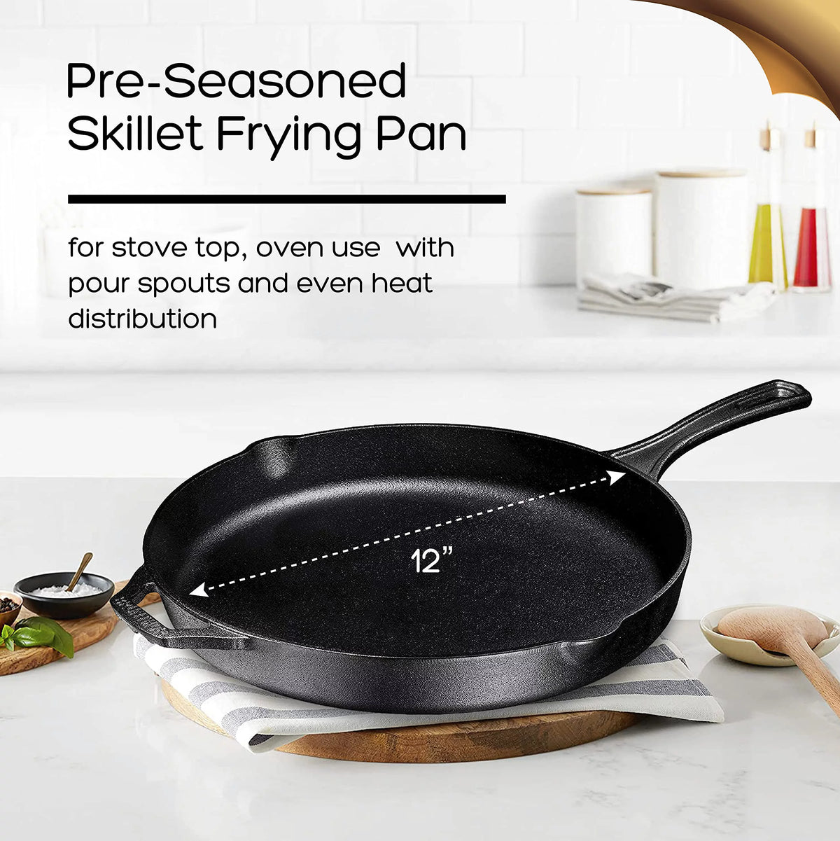 12'' Black Cast Iron Frying Pan B80733