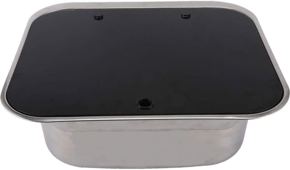 RV Kitchen Sink Stainless Steel Hand Wash Basin with Folded Faucet Tempered Glass Lid X164745
