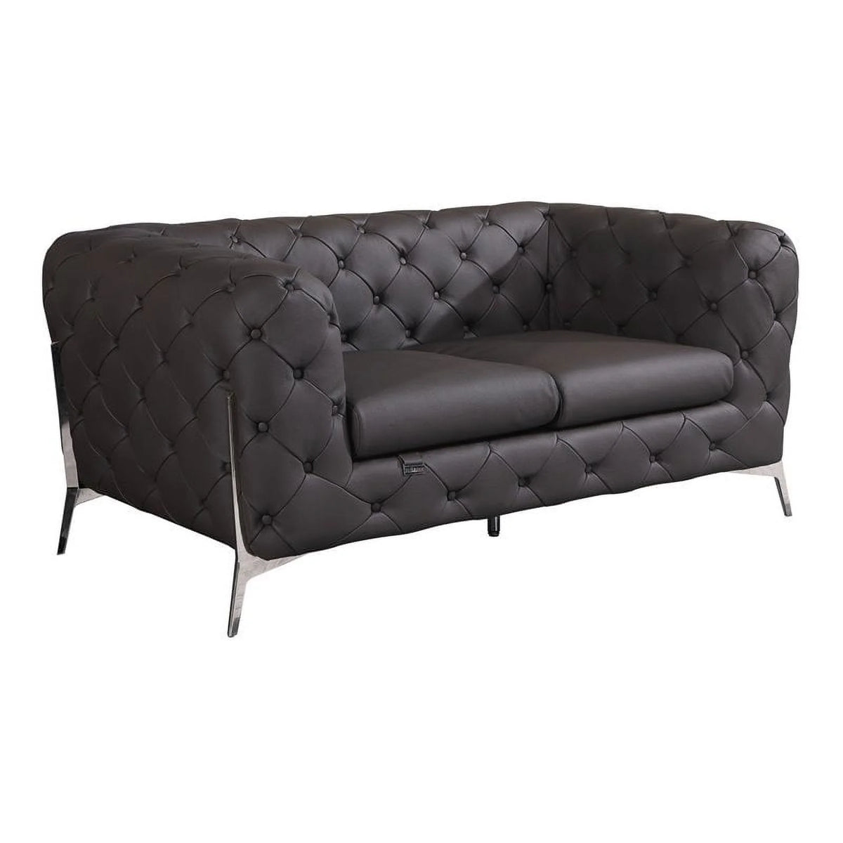 Modern Brown Italian Leather Loveseat C991986