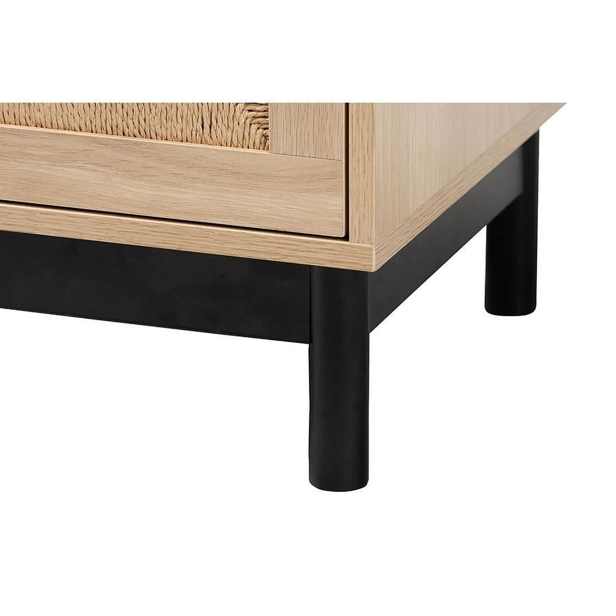 Light Brown Black Wood 2-Drawer Square End Table A464621