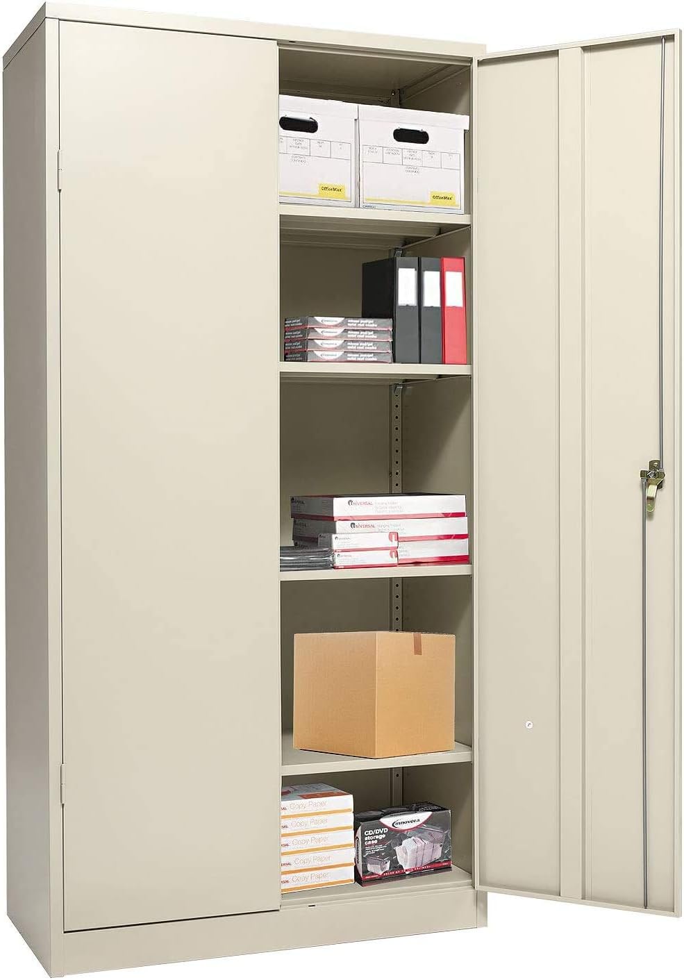 Grey Metal Storage Cabinet with Locking Doors and 2 Adjustable Shelves A440107