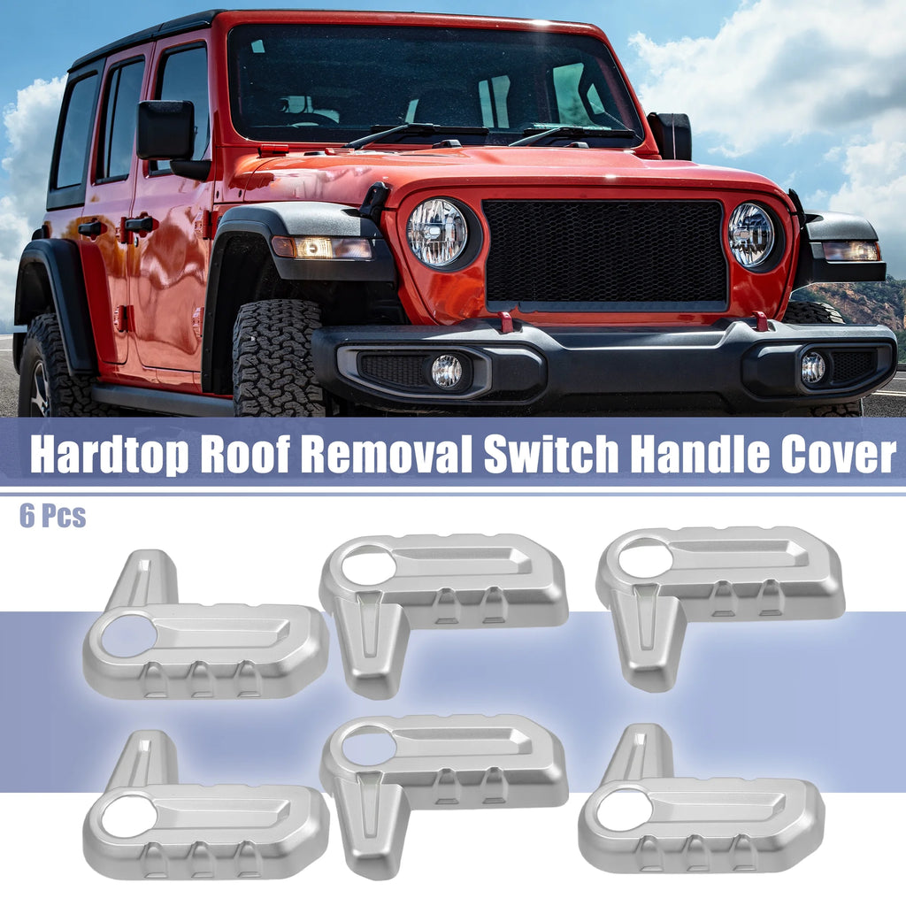 6pcs Hardtop Roof Removal Switch Handle Cover for Jeep Wrangler JL JLU Silver Tone L93758