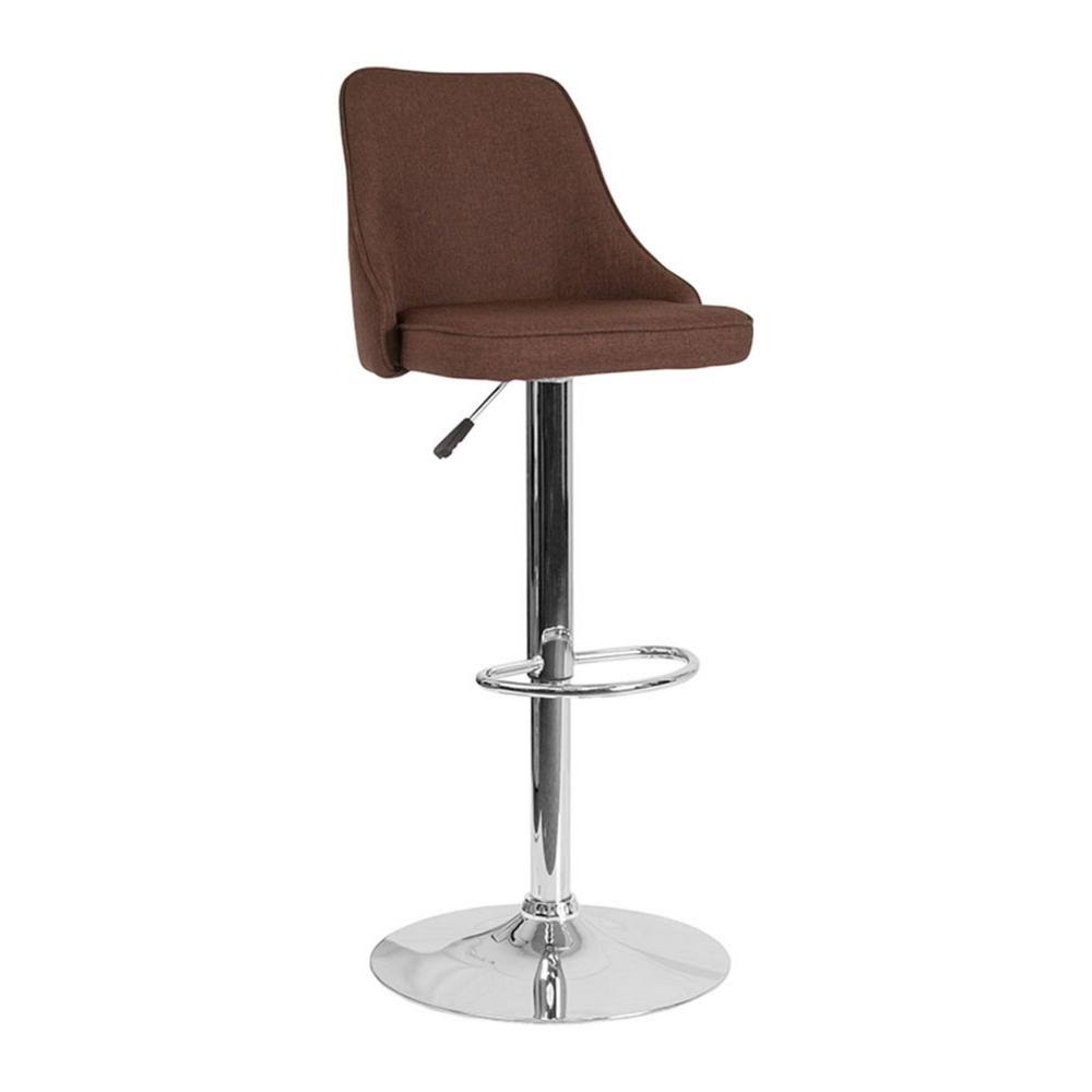 Brown Fabric Adjustable Height Barstool V525717