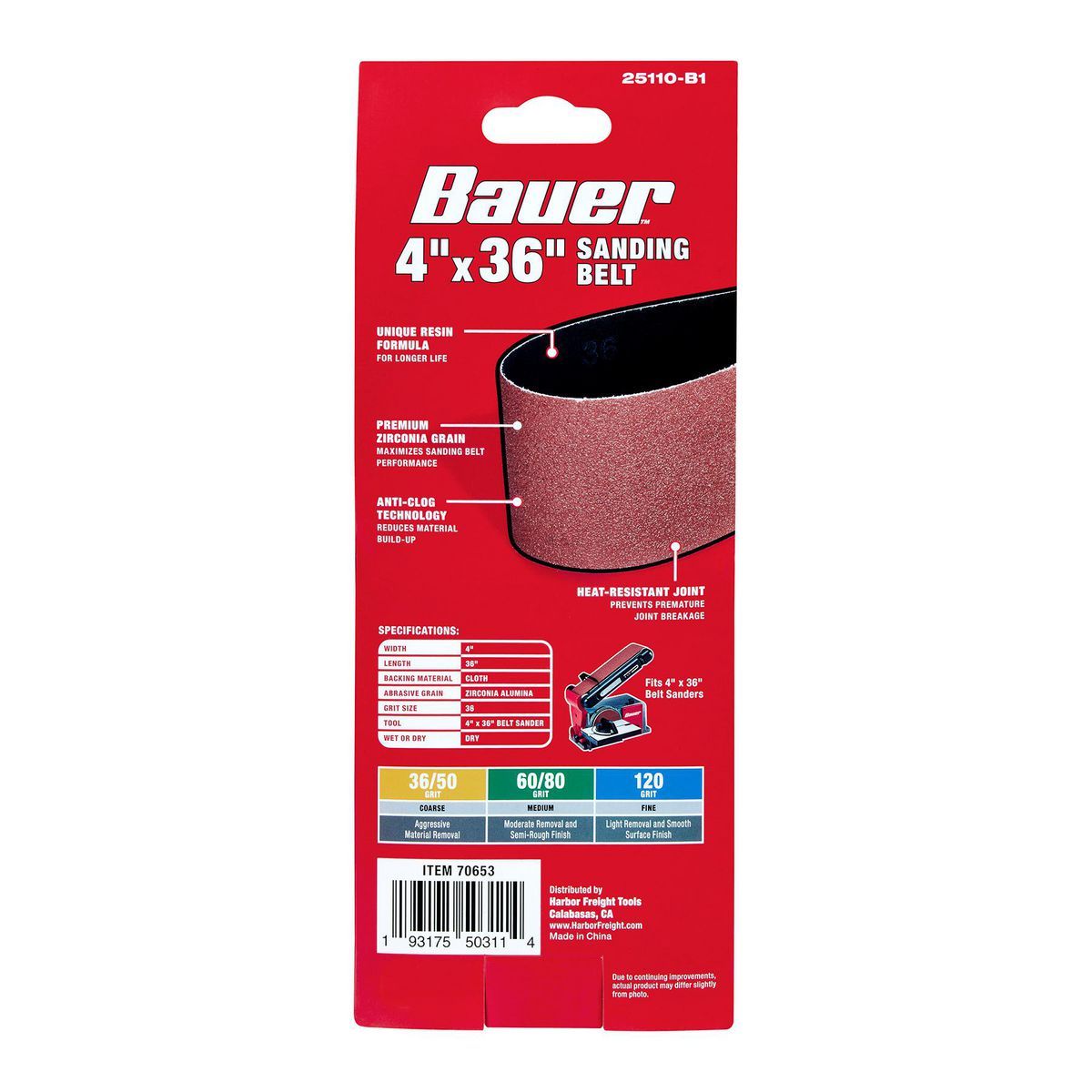 4 in. x 36 in. 36-Grit Zirconia Alumina Sanding Belt F599358