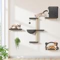Cat Wall Shelves 4-in-1 Climbing Wall Furniture Set with Scratching Posts, Cat Bed & Sofa, Gray B600