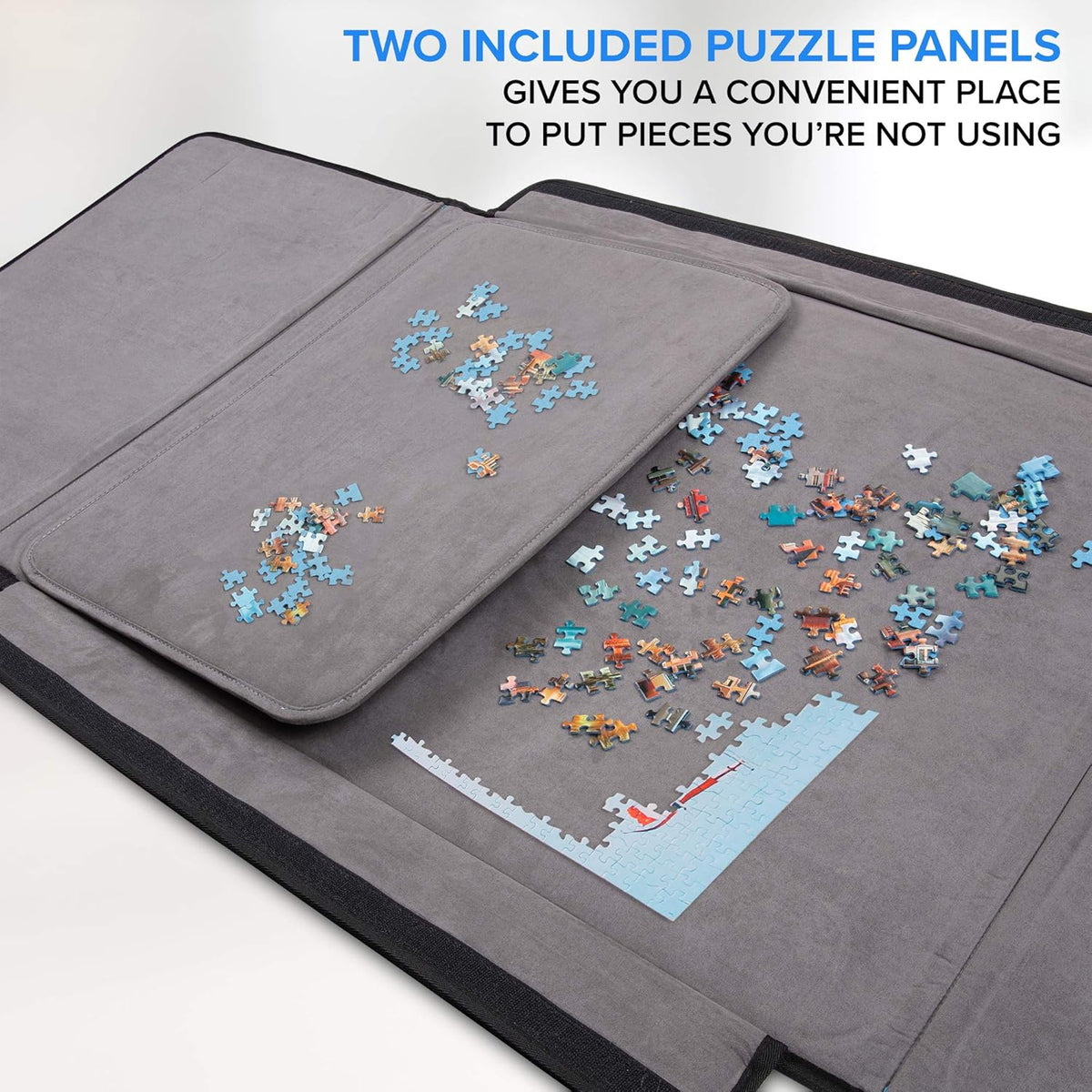 1000-Piece Jigsaw Puzzle Mat with Non-Slip Felt Surface, 2 Removable Trays, Carry Handle Pack of 2 G999