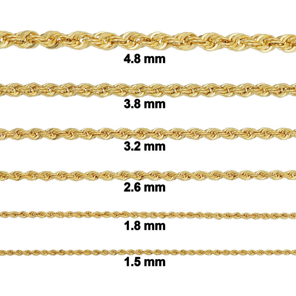 10k Yellow Gold Rope Chain Necklace H16098