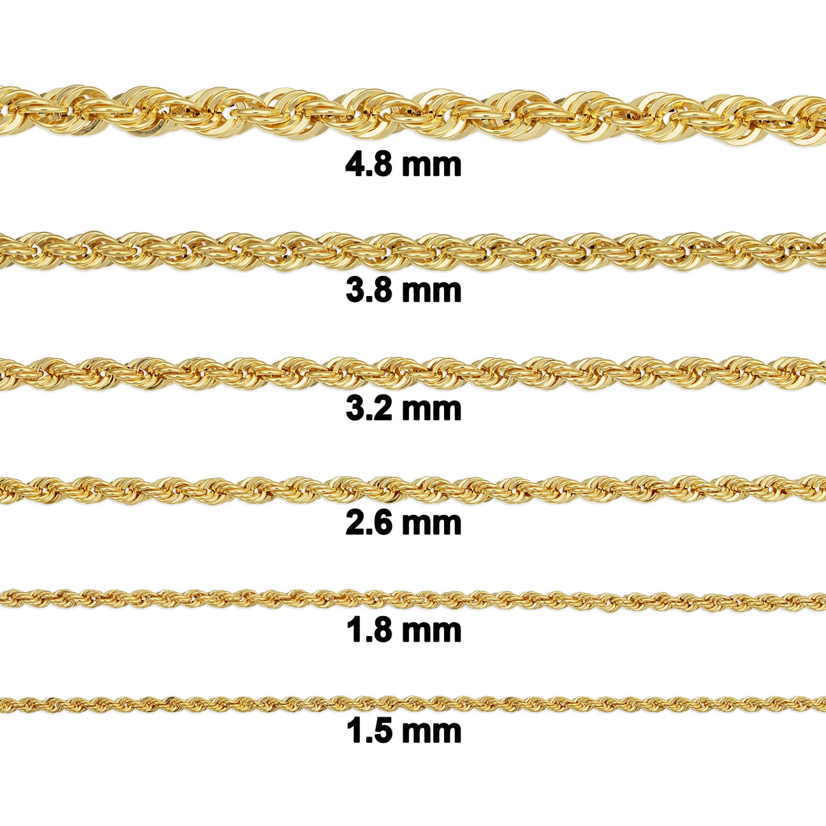 10k Yellow Gold Rope Chain Necklace H16098