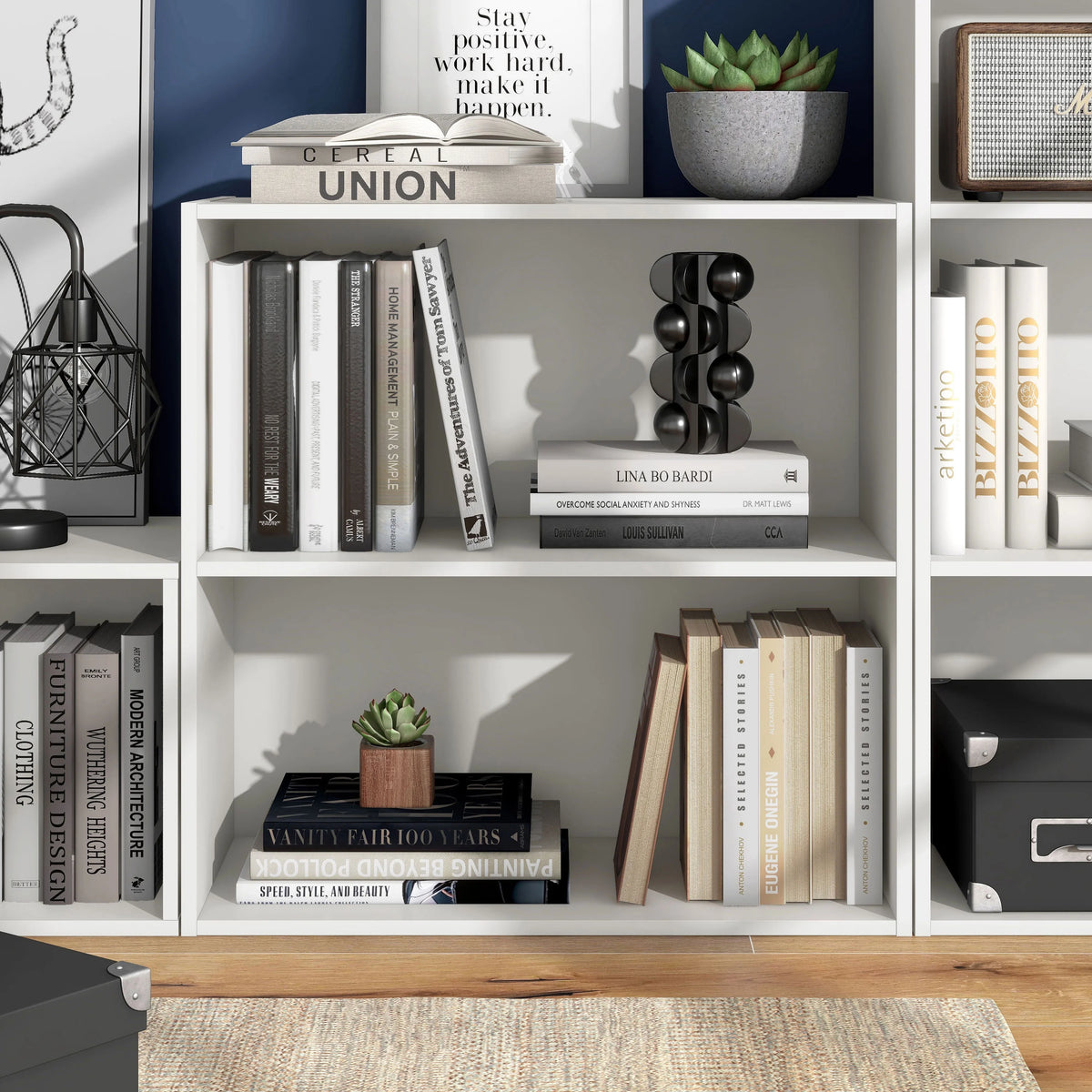 White 2-Tier Wood Bookcase P4462