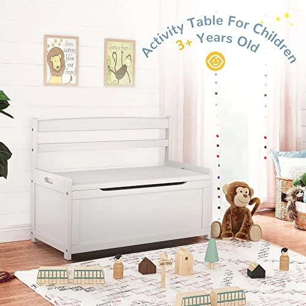 White Rubber Wood Toy Box H65987