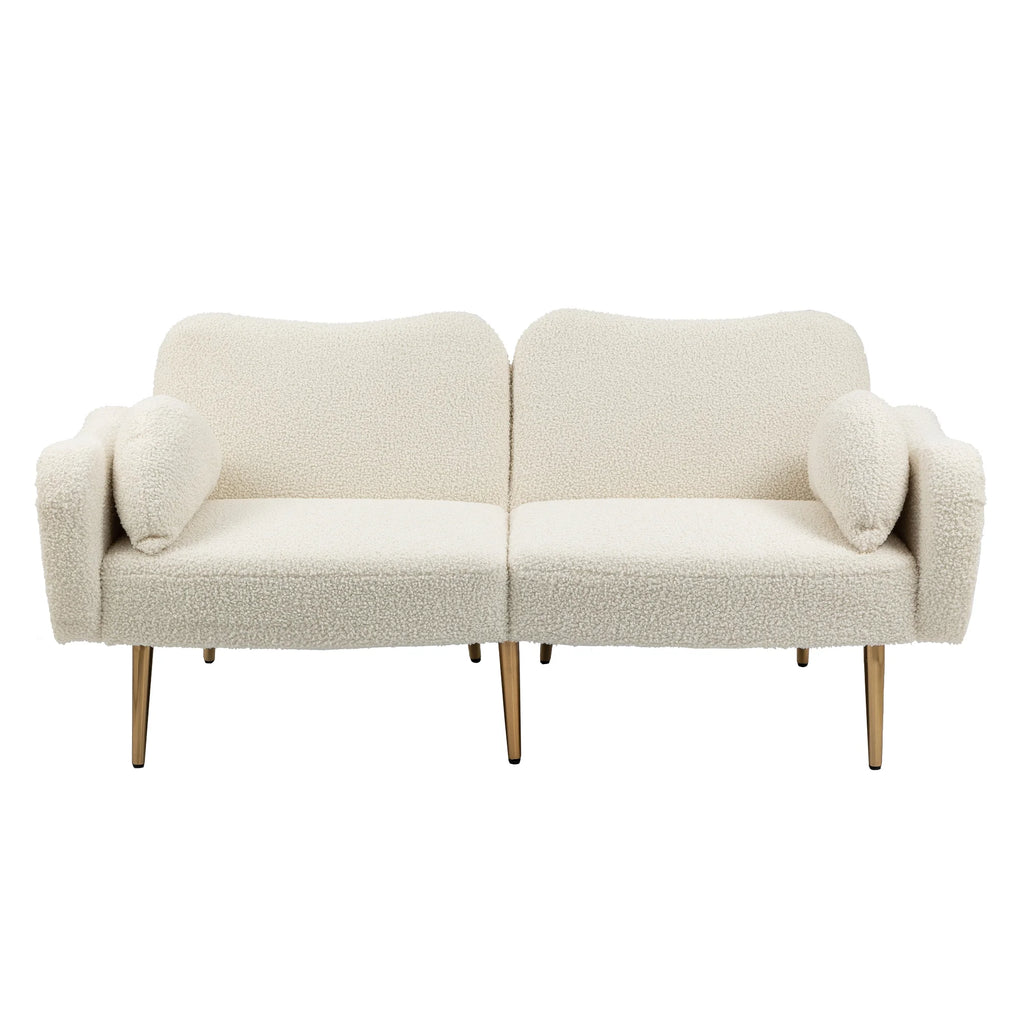 Velvet Love Seats Sofa with 2 Bolster Pillows J778706