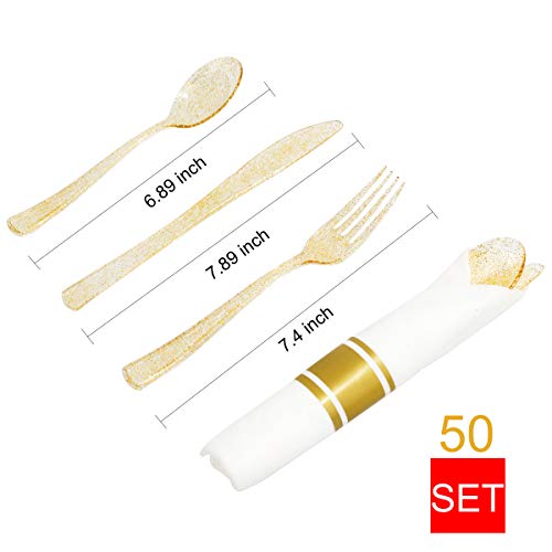 350 Pieces Gold Glitter Disposable Dinnerware Set I516