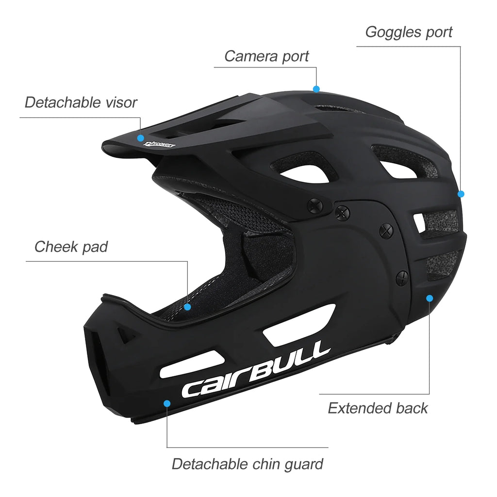 Orange Full Face Bike Helmet with Detachable Chin Guard and Visor N55269