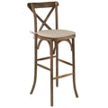 Dark Antique Wood Cross Back Barstool with Cushion J6261