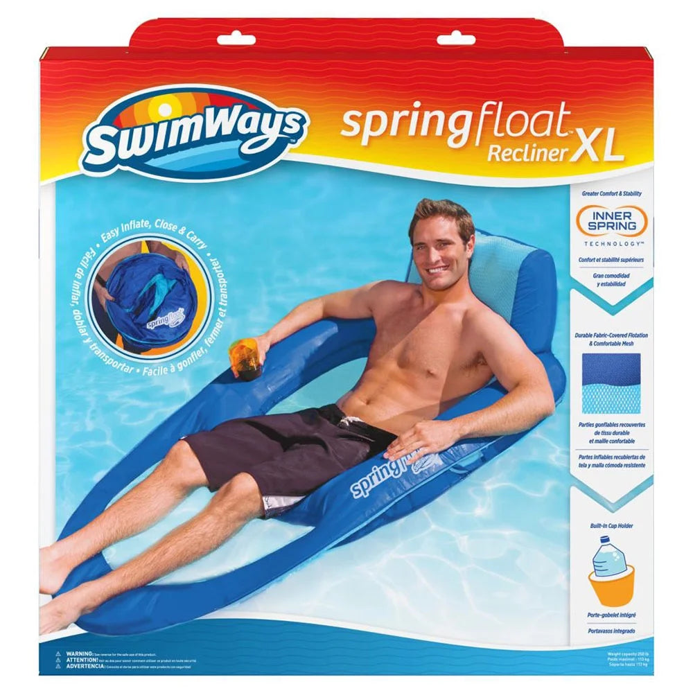 Dark & Light Blue Inflatable Floating Chair with Cup Holder (2 Pack) T381