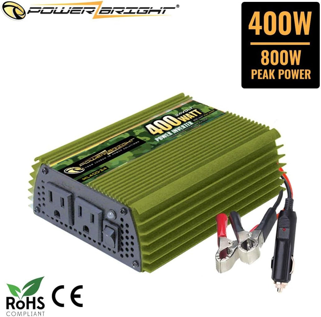 400 Watt 24V Power Inverter, Dual 110V AC Outlets, Modified Sine Wave, Pack of 2 X364
