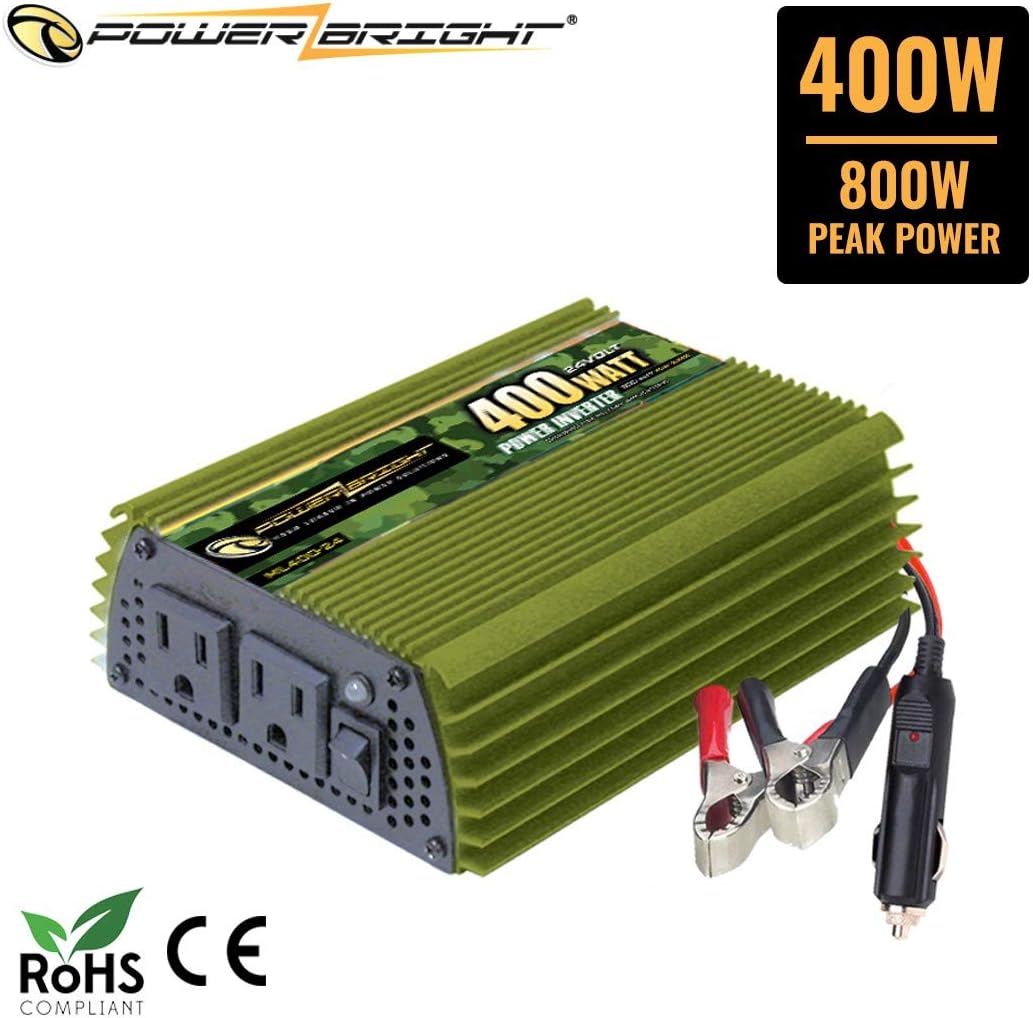 400 Watt 24V Power Inverter, Dual 110V AC Outlets, Modified Sine Wave, Pack of 2 X364