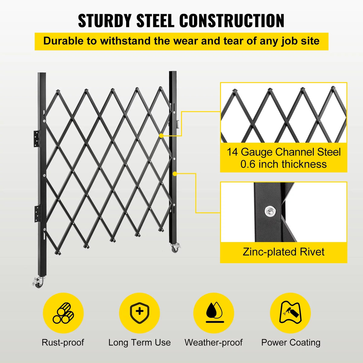 Folding Steel Security Gate with Padlock I1286