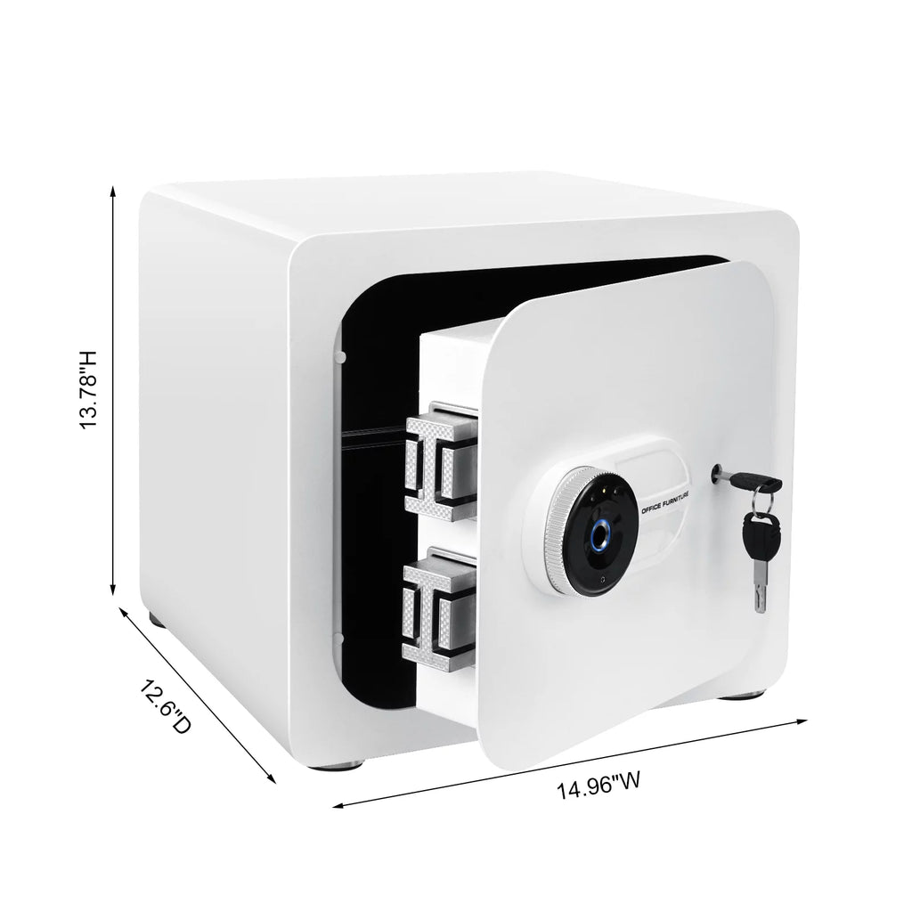 1.8 Cub White Safe Box with Fingerprint and Removable Shelf U282