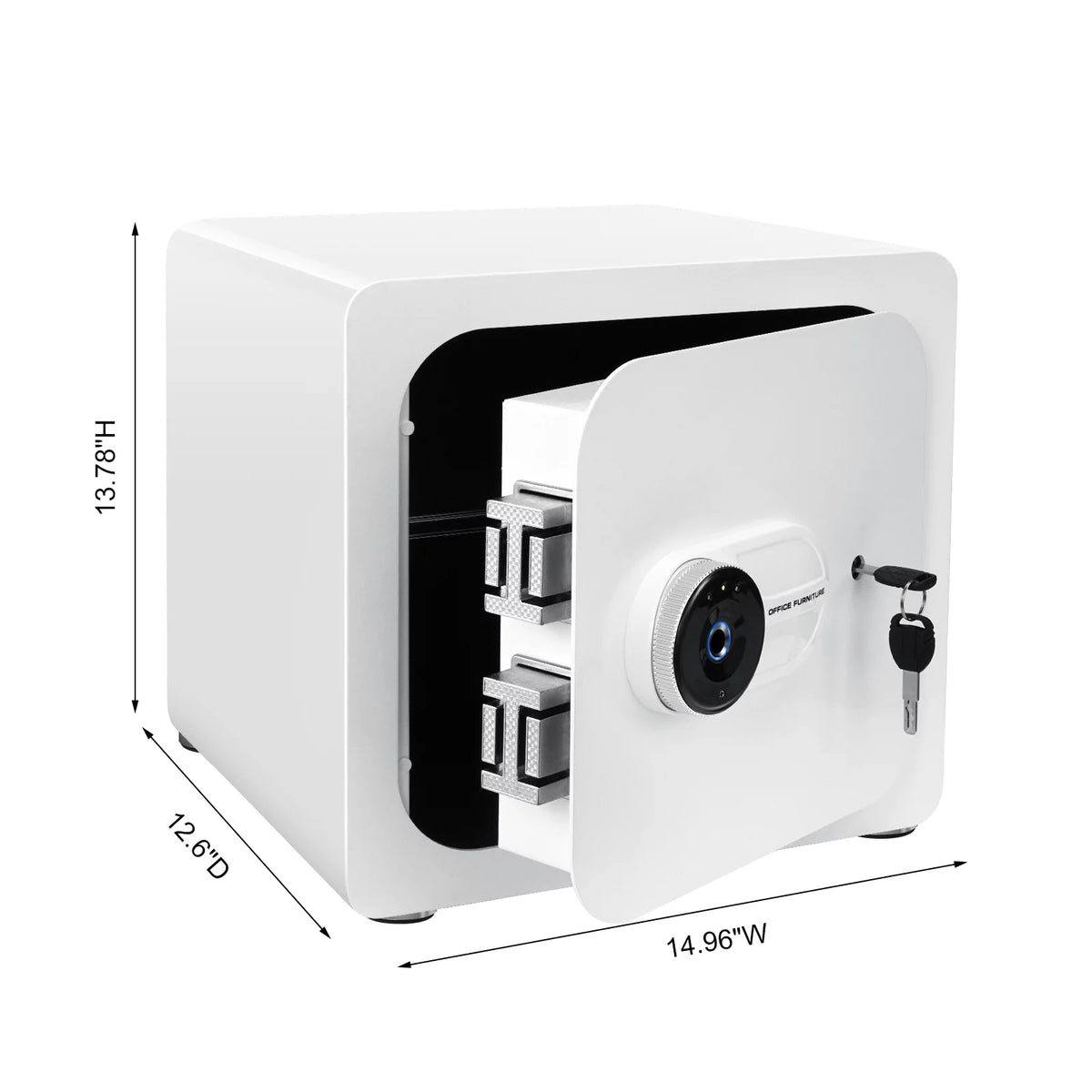 1.8 Cub White Safe Box with Fingerprint and Removable Shelf U282