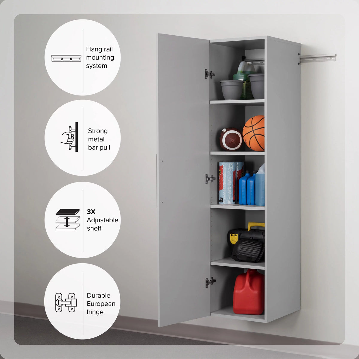 Light Gray Wall Mounted Garage Storage Cabinet X84130