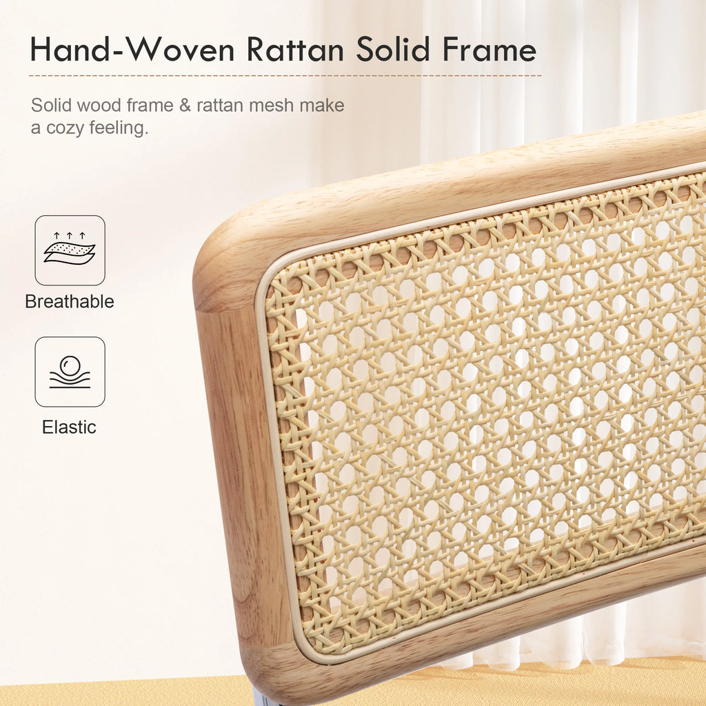 23.6 Inch Rattan Upholstered Bar Stools Set of 2 P497149