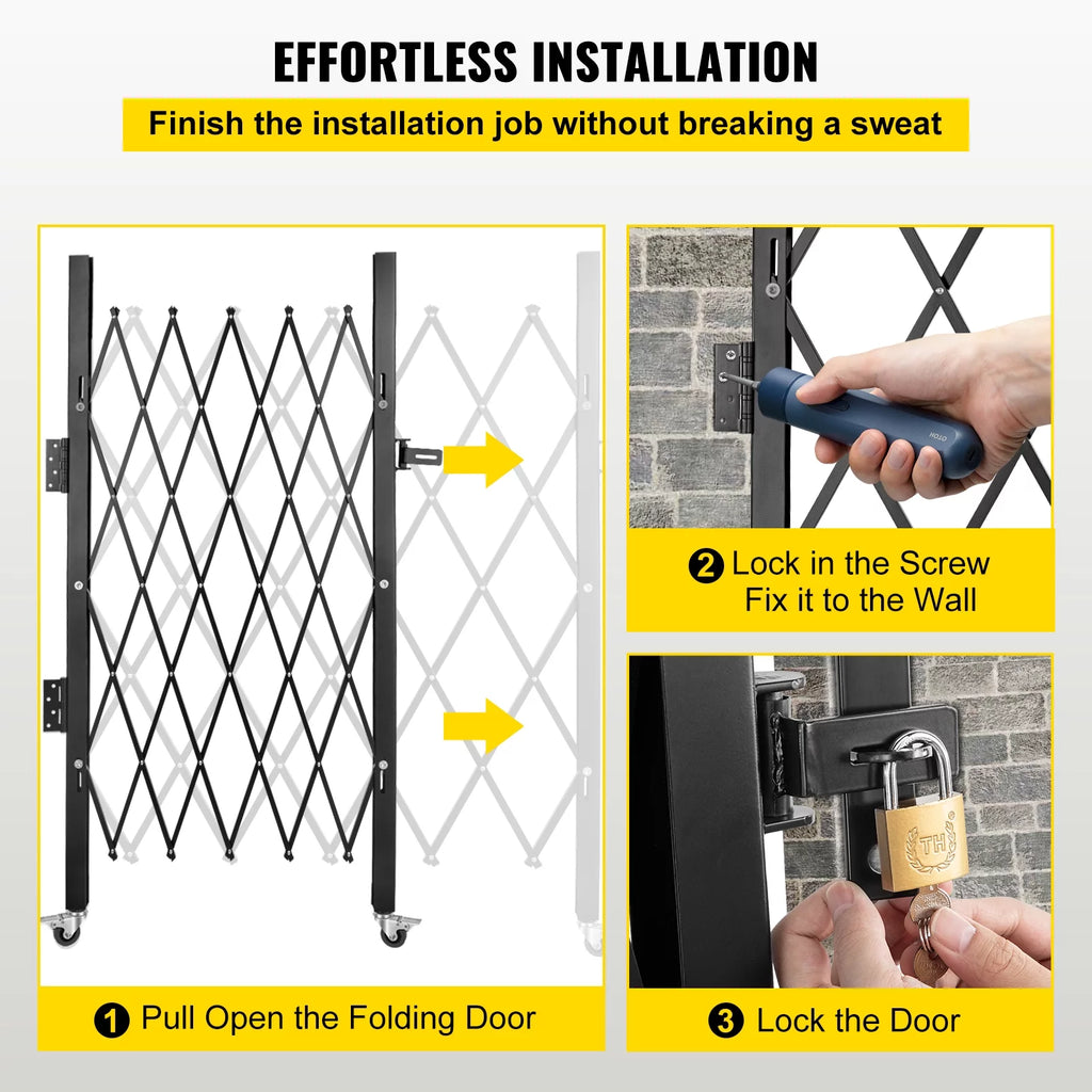 Folding Steel Security Gate with Padlock I1286