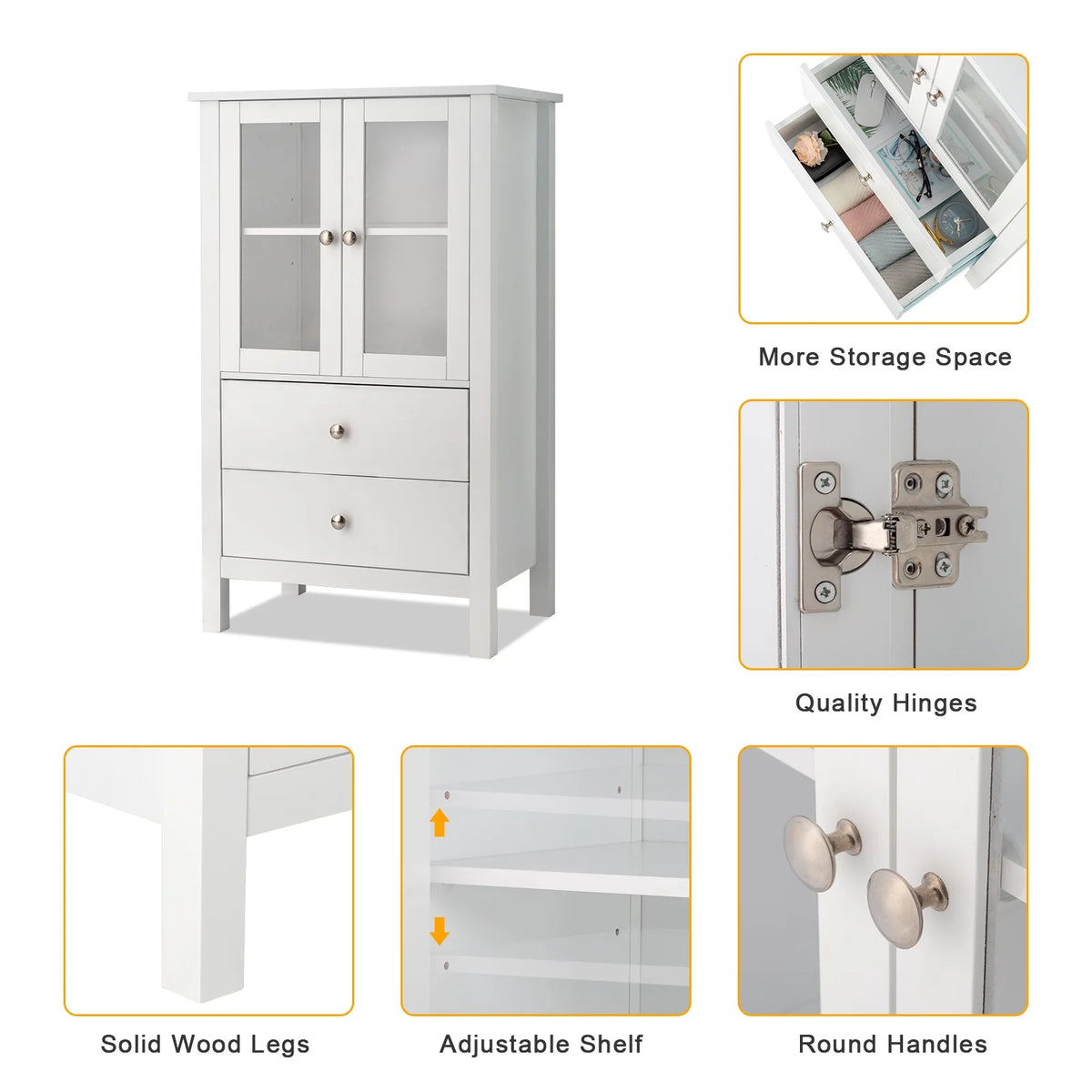 White Free Standing Bathroom Cabinet with Drawer and Shelf Z9640