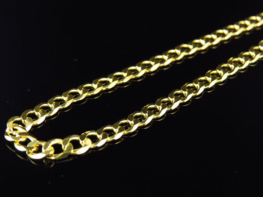 Yellow Gold Finish Sterling Silver Miami Cuban Link Chain Necklace M9519