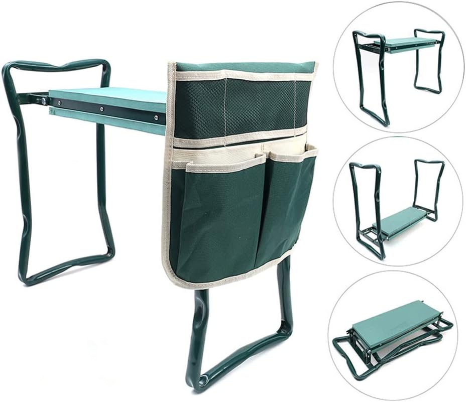 Garden Kneeler Seat Foldable Stool with Tool Bag EVA Foam Pad O14745