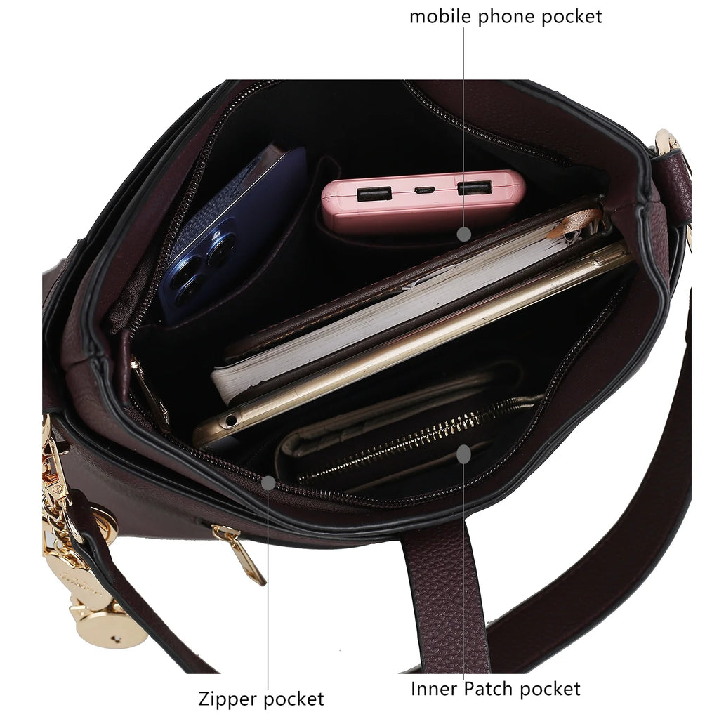 Vegan Leather Womens Shoulder Handbag V1375