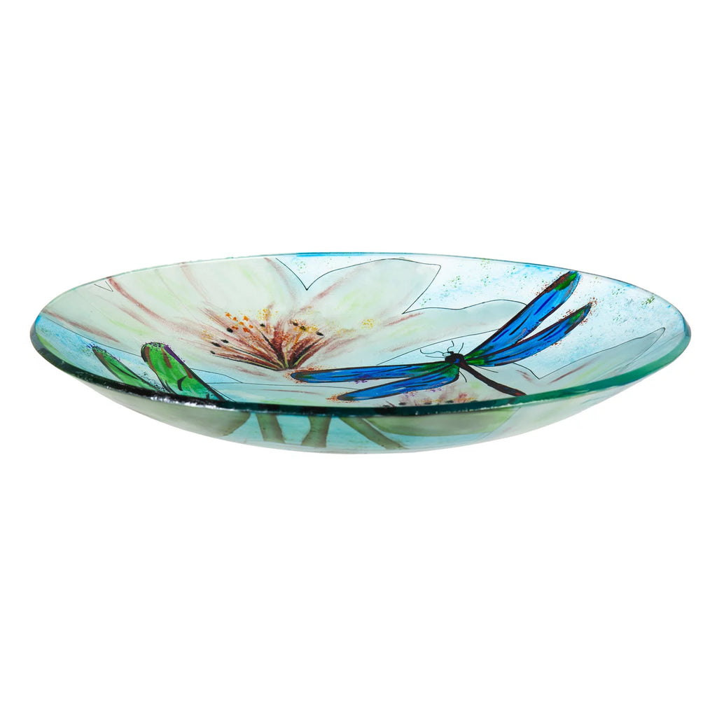16" Glass Bird Bath with Stand M97593