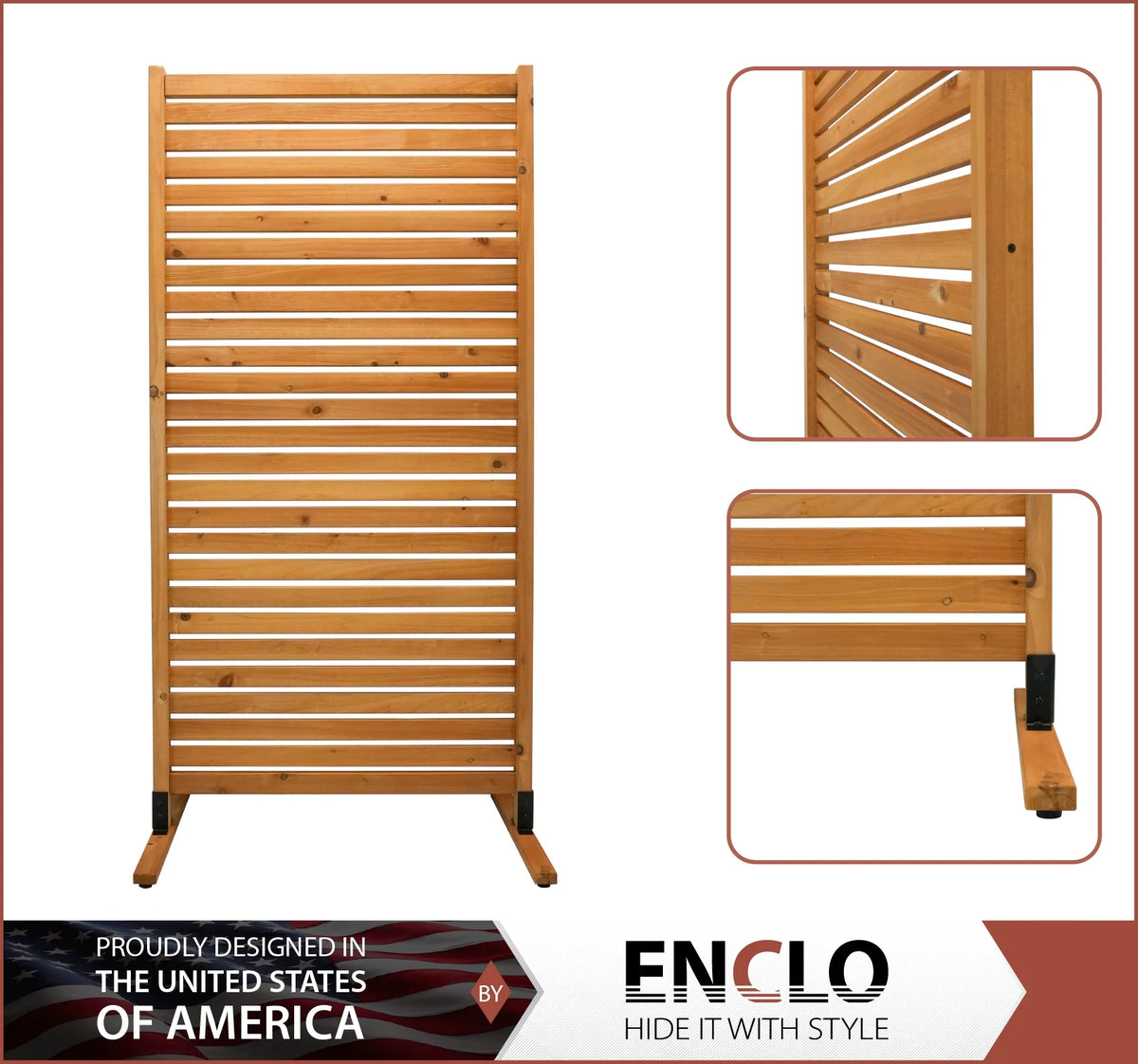 6 ft H x 3 ft W Slatted Wood Privacy Screen Kit (1 Panel) S299