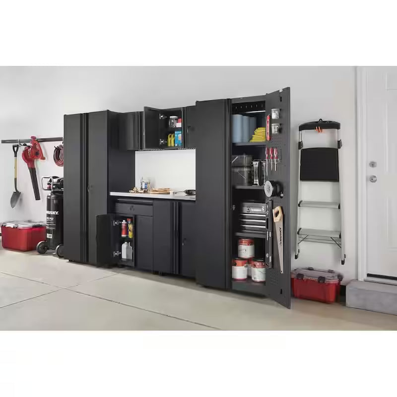 7-Piece Welded Steel Garage Storage System in Black X9064