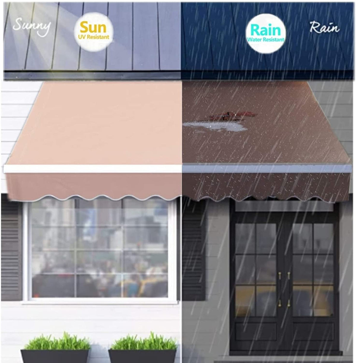 10' x 8.2' Manual Retractable Patio Awning with Aluminum Frame N63648