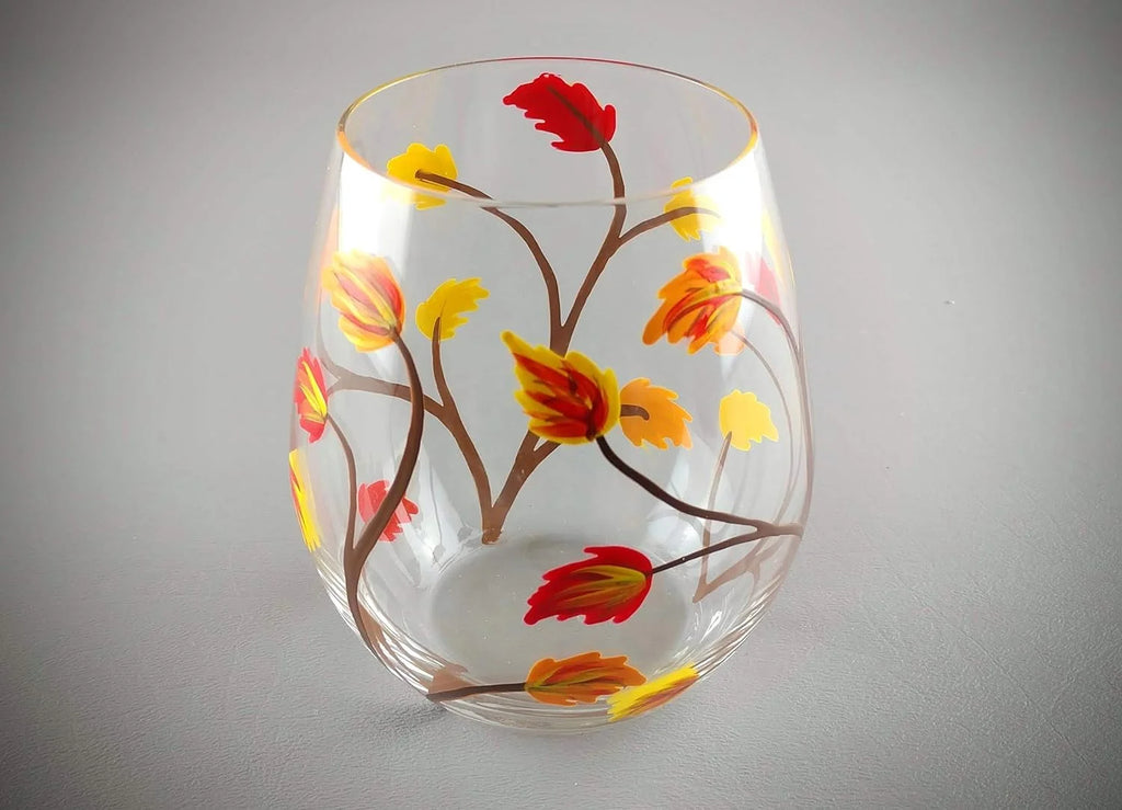 Stemless Hand Painted Wine Glass 18 Ounce D519266