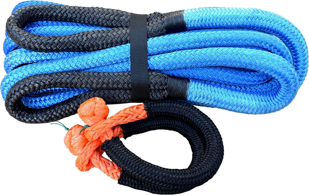 Nylon Kinetic Recovery Rope with Soft Shackle, 7/8 inch 30 feet, Blue S254