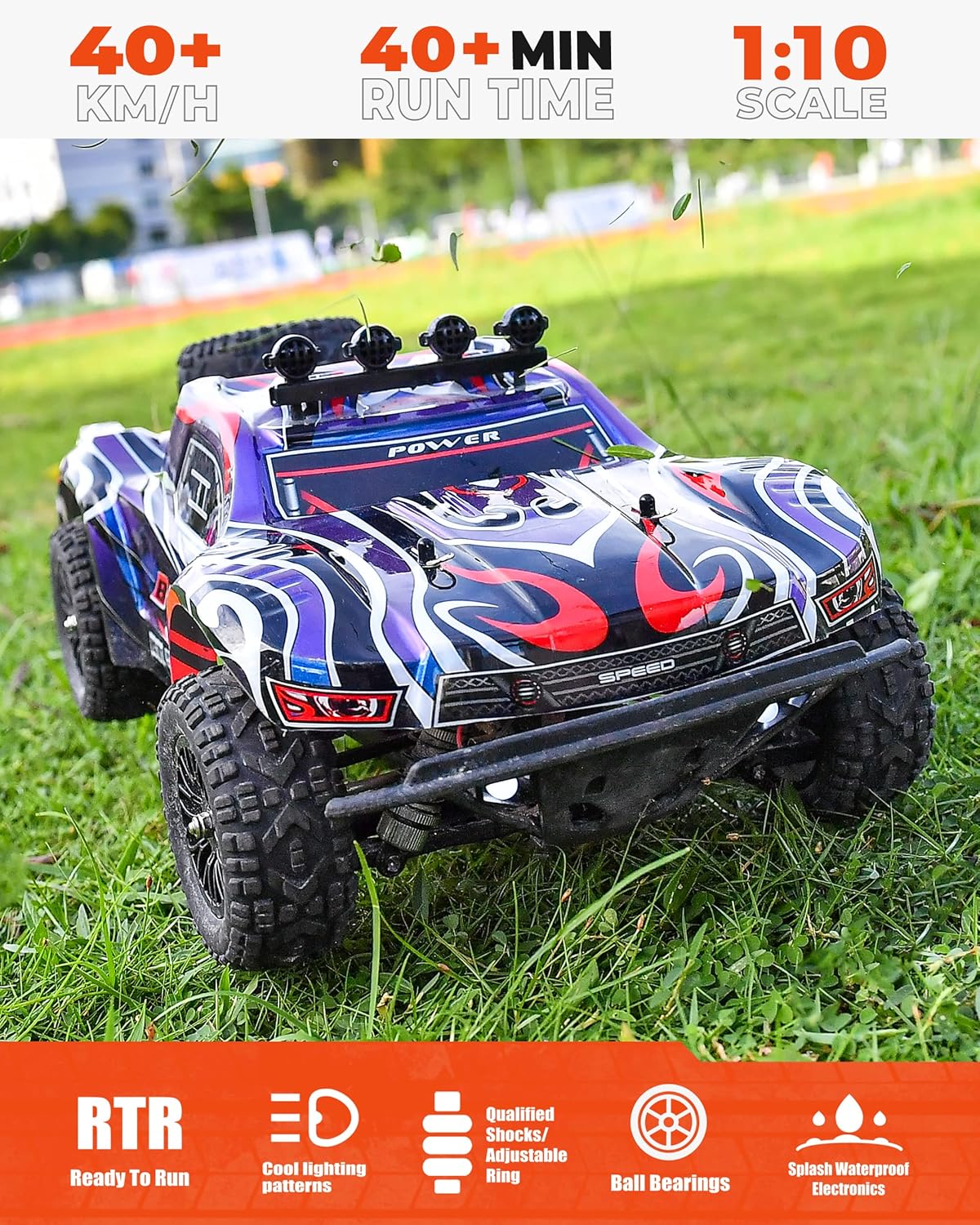 Remote Control Truck 4WD Electric Toy Off Road RC Monster Vehicle Car Crawler with 2 Rechargeable Batteries M89468