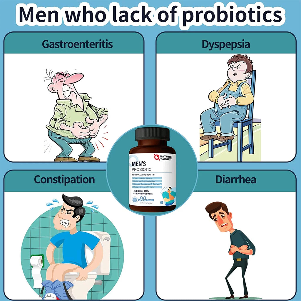 Probiotics for Men 60 Billion CFUs 14 Strains 90 Tablets N2998