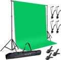 100% Pure Muslin 6.5 Ft x 10 Ft Chromakey Green Screen Backdrop with Backdrop Stand Kit A583