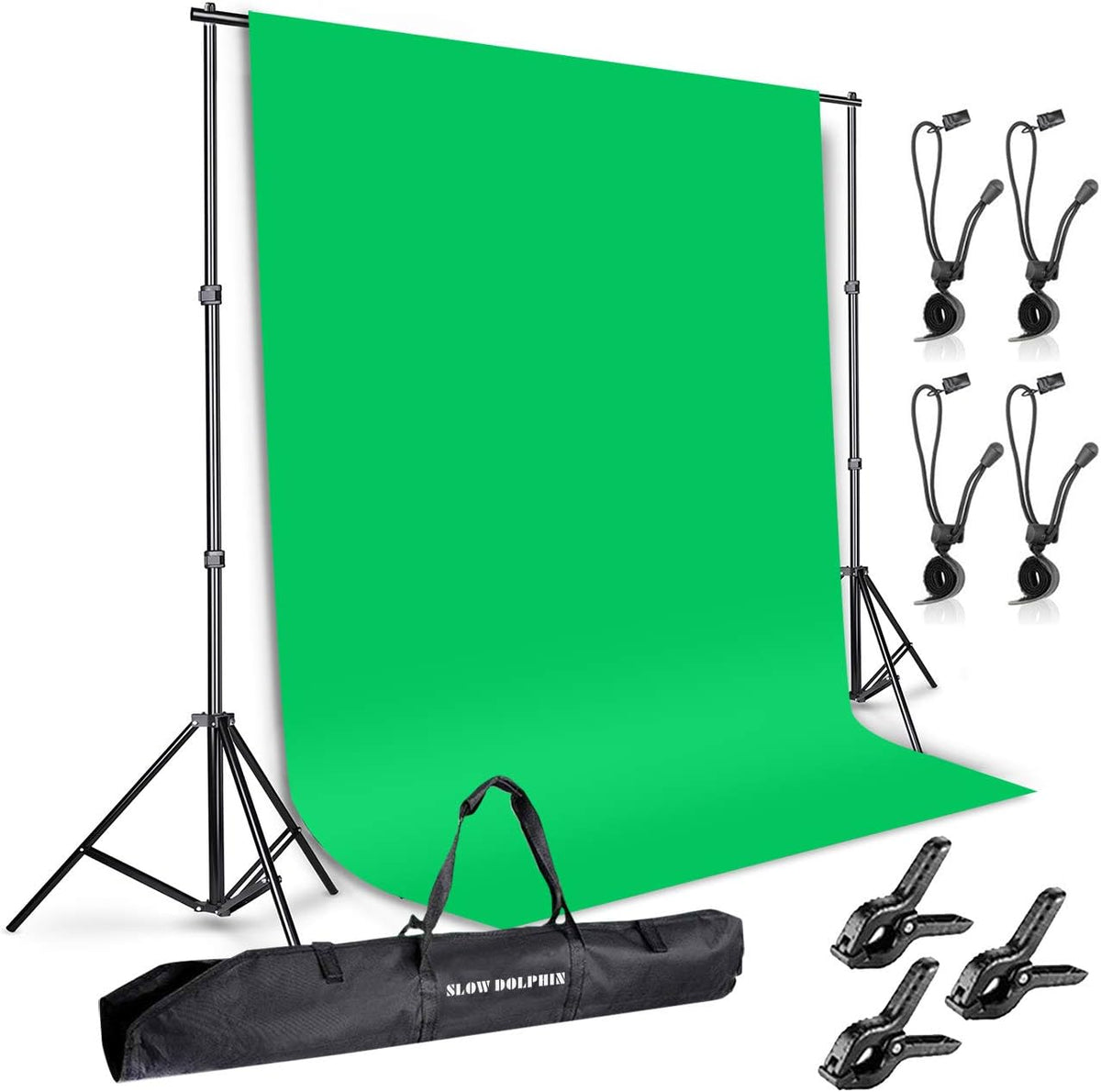 100% Pure Muslin 6.5 Ft x 10 Ft Chromakey Green Screen Backdrop with Backdrop Stand Kit A583