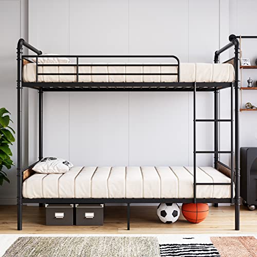 Twin Over Twin Heavy Duty Metal Bunk Bed with Ladders O915