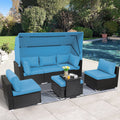 7 Piece Outdoor Sectional Sofa Set with Retractable Canopy D328535