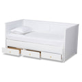 White Finished Wood Expandable Twin Size to King Size Daybed with Storage Drawers L572