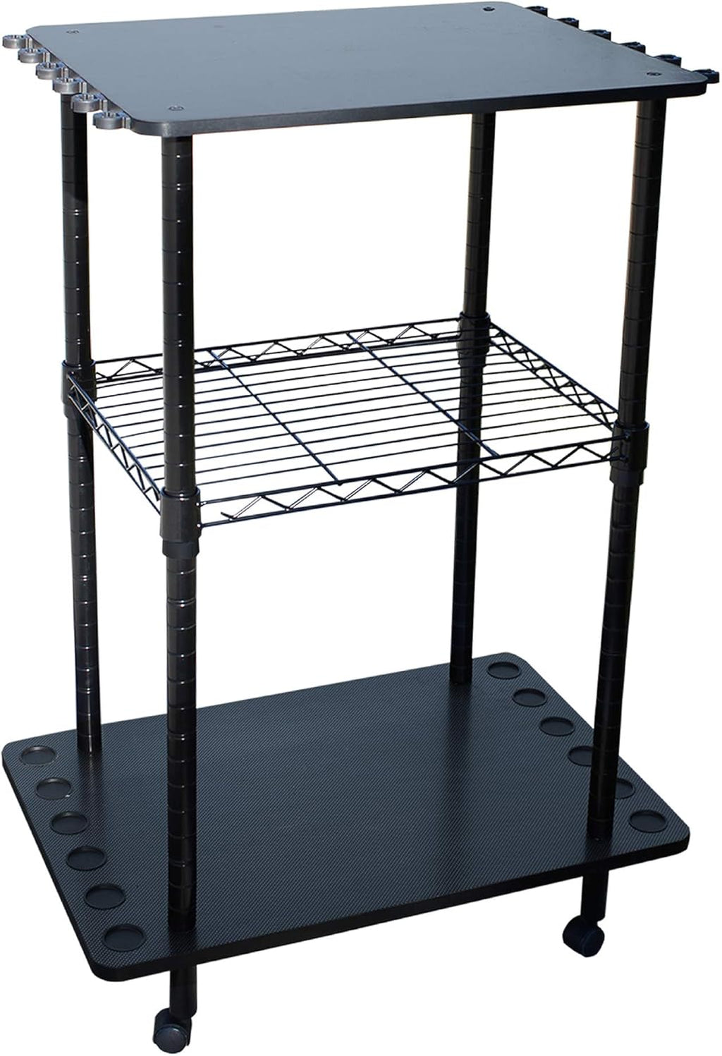 12 Fishing Rod Tackle Cart Black P9137
